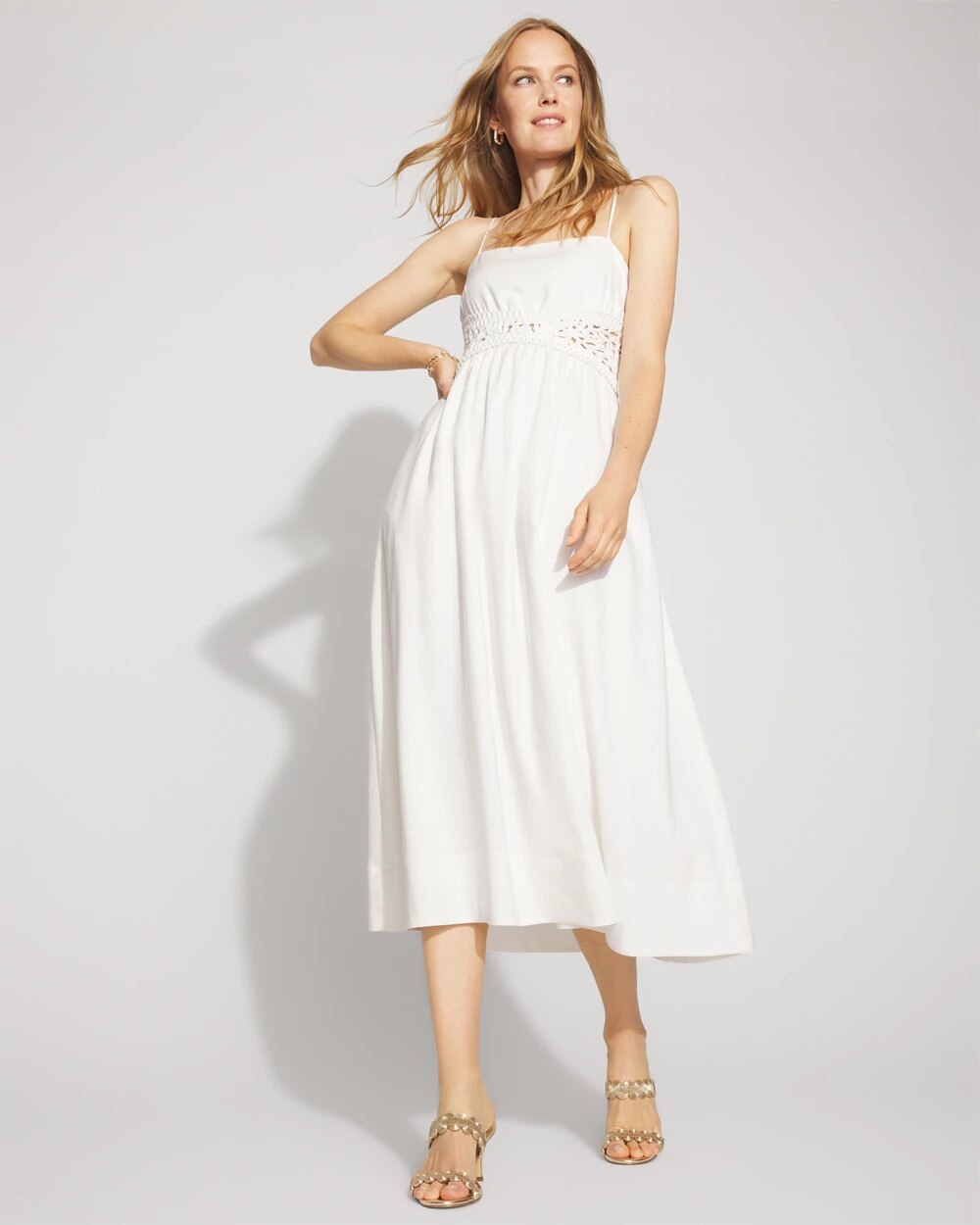 Crocheted Waist Midi Dress | White House Black Market